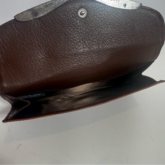 BRIGHTON WALLET Brown Leather Large Organizer Clutch Silver Brown Classic - Picture 4 of 7